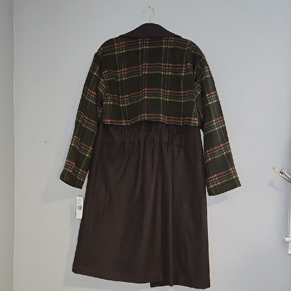 Bernardo Brown Double Breasted Mixed Media Women's Wool Blend Coat Size M - Picture 5 of 14